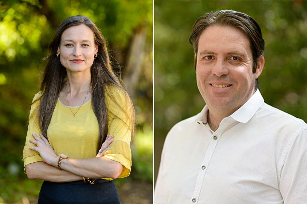 Pro-UBI economists Elise Klein (left), and Ben Spies-Butcher (right)