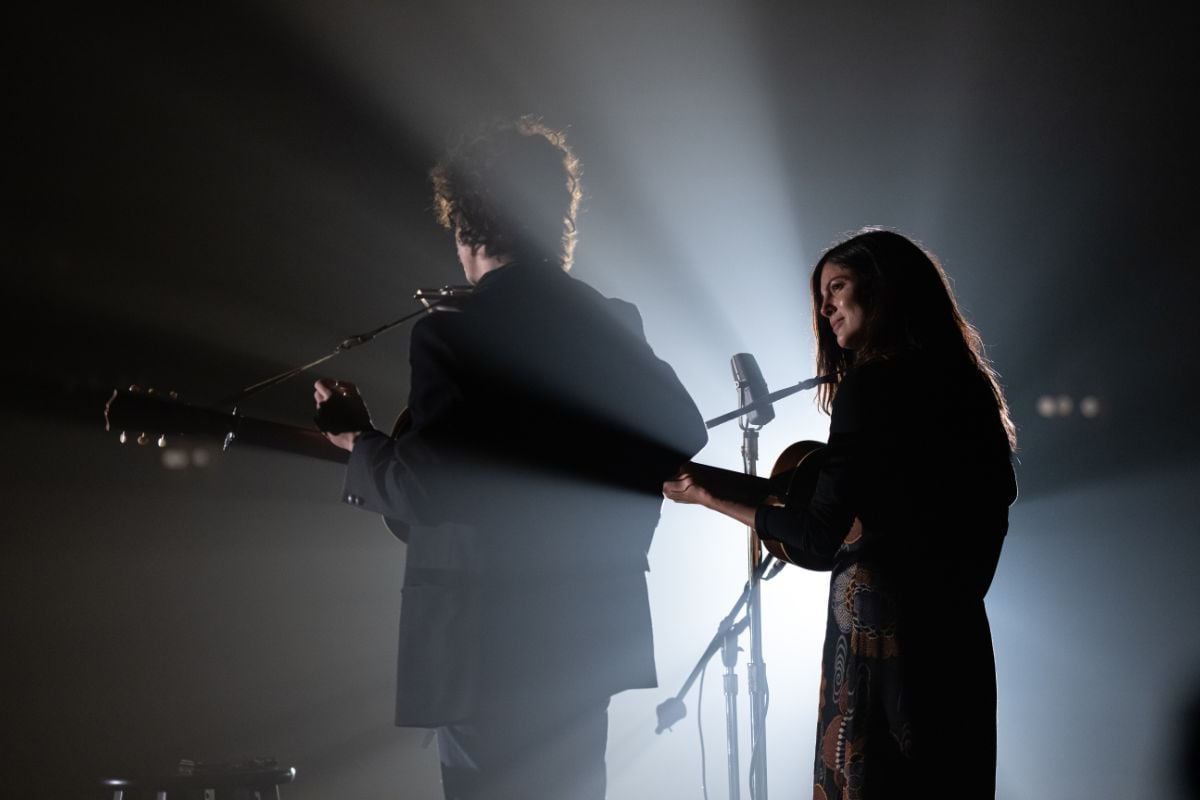 Timothée Chalamet and Monica Barbaro in “A Complete Unknown”