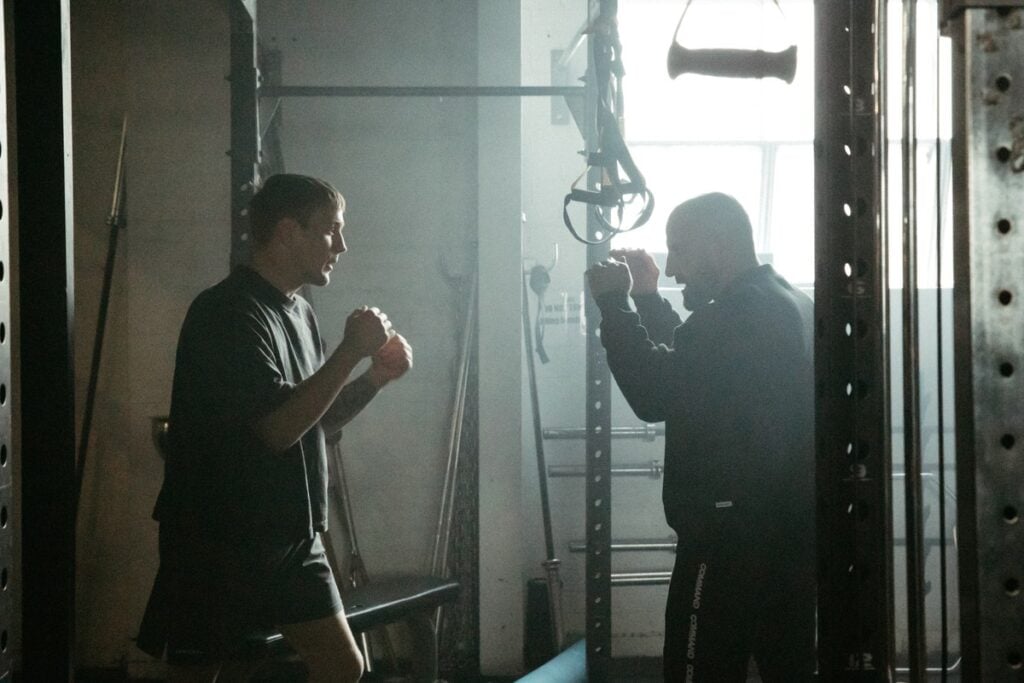 Colby Thicknesse and Alexander Volkanovski on the set of Hilltop Hoods' "Never Coming Coming Home" music video