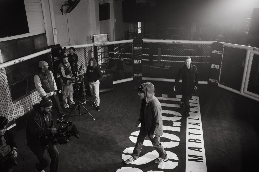 Hilltop Hoods on the set of their "Never Coming Coming Home" music video
