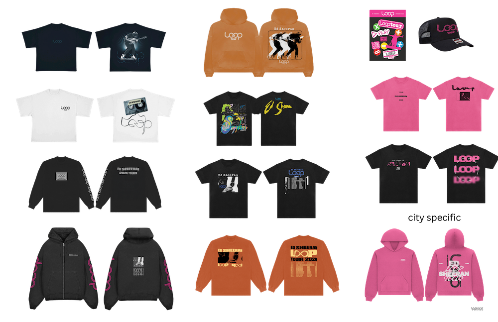 Some of the Ed Sheeran merch