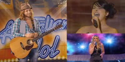 Collage of Australian Idol Winners, Wes Carr, Natalie Gauci and Kate DeAraugo