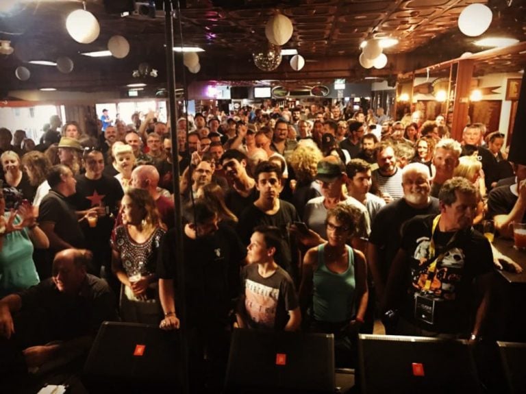 A crowd of music lovers ready for a show at Marrickville Bowling Club