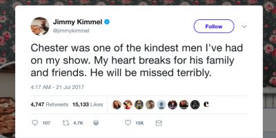 Jimmy kimmel tweet chester bennington tribute