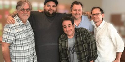 Briggs with Matt Groening, David X. Cohen, Bill Oakley, and Josh Weinstein