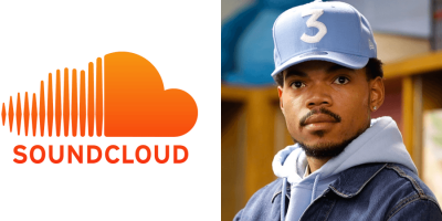 2 panel image of the Soundcloud logo and Chance The Rapper