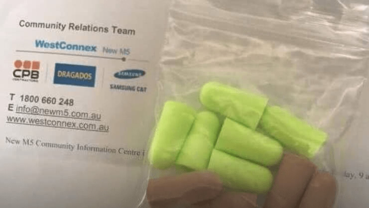 Westconnex earplugs clover moore letter