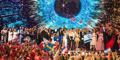 Eurovision contestants stand onstage