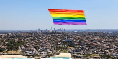 rainbow flag over sydney