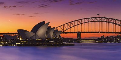 An image of Sydney Harbour, showing the Opera House and Harbour Bridge