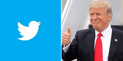 Image of the Twitter logo and US President Donald Trump