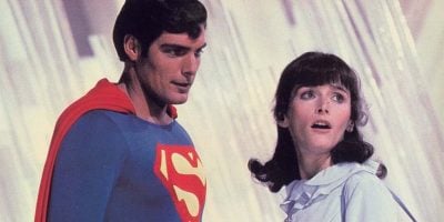 Margot Kidder as Lois Lane alongside Christopher Reeve as Superman