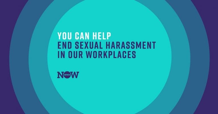 now australia slogan you can help end sexual harassment in the workplace