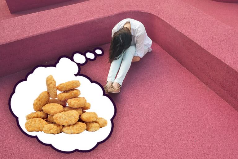 girl with chicken nuggets