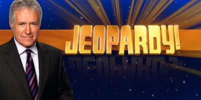 Jeopardy The logo for 'Jeopardy!' along with host Alex Trebek