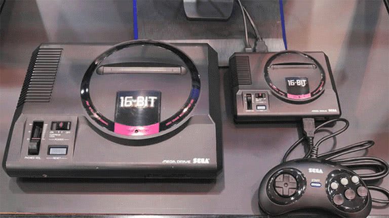 Image of the Sega Gensis and the Sega Genesis Mini