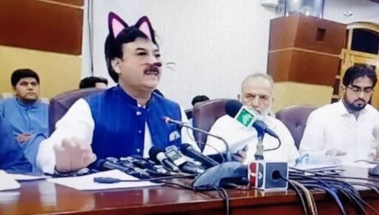 A Pakistani Minister had his livestream interrupted by a rogue Cat Filter