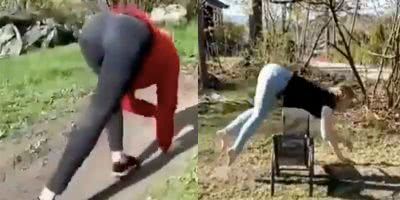 A woman has shared a video of herself jumping like a horse