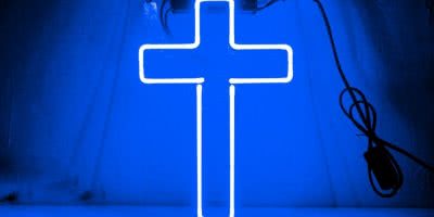 neon cross blue