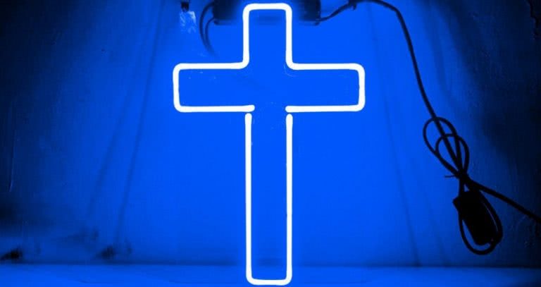 neon cross blue