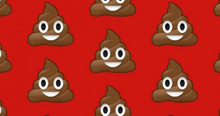 poo emoji on red background