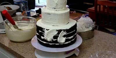 Photo of a Woolworths chocolate wedding cake