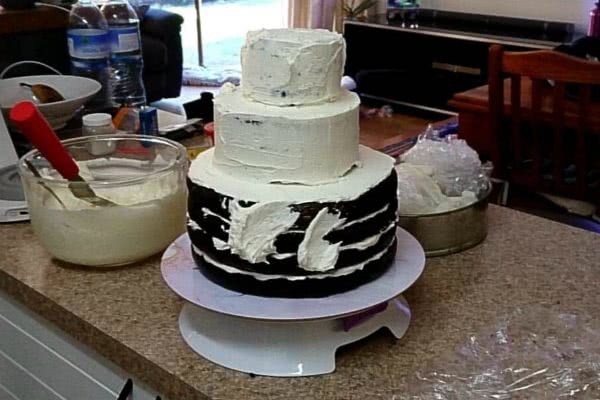 Photo of a Woolworths chocolate wedding cake