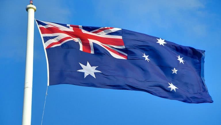 Image of the Australian flag, which comes to mind when the national anthem plays