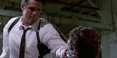 Reservoir Dogs Michael Madsen in ear cutting scene in Quentin Tarantino's 1992 'Reservoir Dogs'.