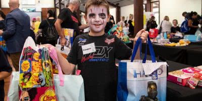 Boy holds Easter Show Bags