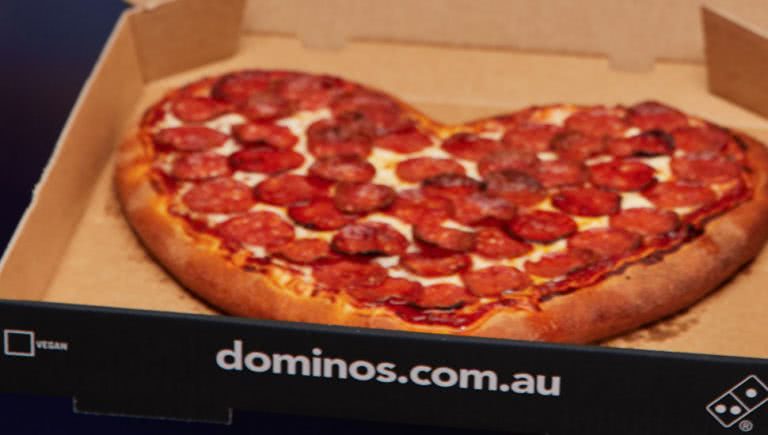 Domino's Domino's pizza party for two with heart shaped pizza.