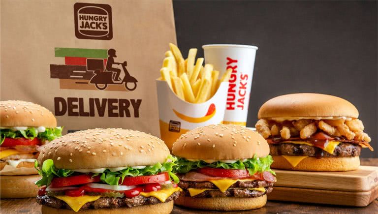 Burgers and chips from Hungry Jack's