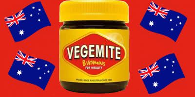 Custom image of Vegemite surrounded by Australian flags