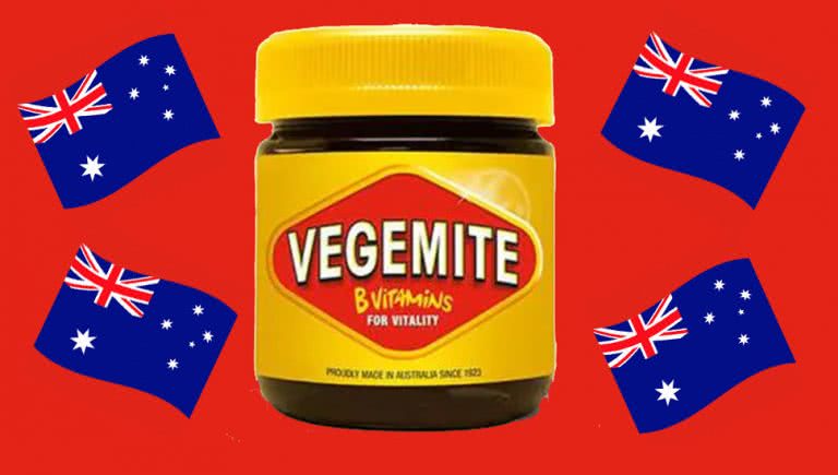 Custom image of Vegemite surrounded by Australian flags