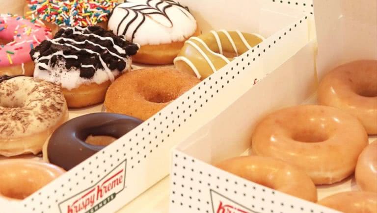 Assorted dozens of doughnuts from Krispy Kreme