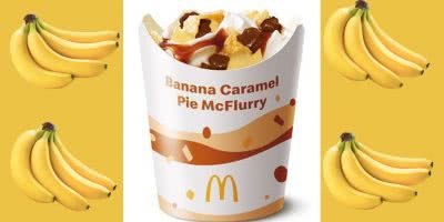 Custom image of Macca's new McFlurry flavour: banana caramel pie