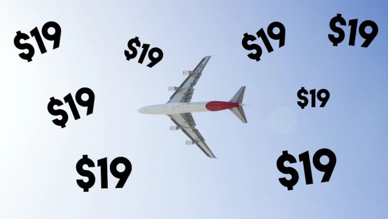 Photo of a plane surrounded by $19