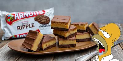 Arnott's caramel slice choc ripple recipe.