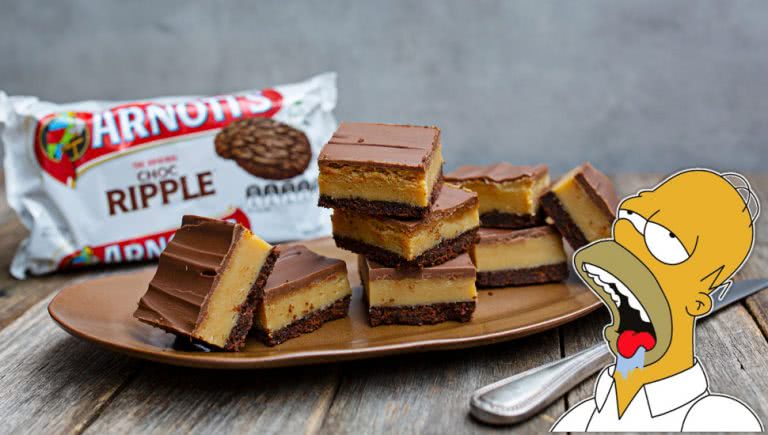 Arnott's caramel slice choc ripple recipe.