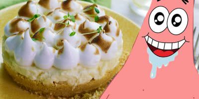 Arnott's Arnott's Lemon Crisp Cheesecake with Patrick Star drooling.