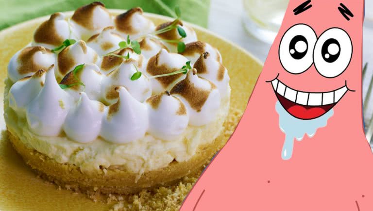 Arnott's Arnott's Lemon Crisp Cheesecake with Patrick Star drooling.