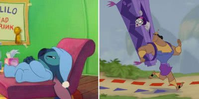 Split image of Disney movie Lilo and Stitch and The Emperor's New Groove