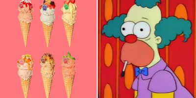 Split image of Heinz ice cream and Krusty The Clown