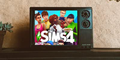 Image of a television with The Sims on it.