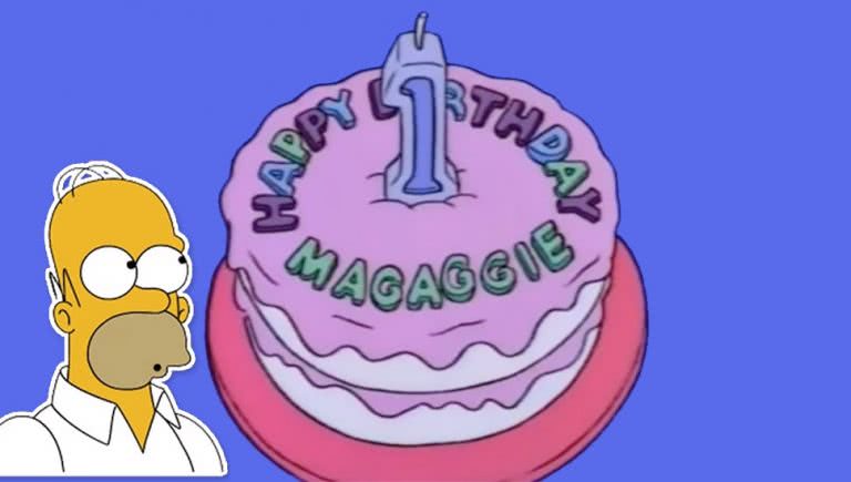 Maggagie's birthday cake from The Simpsons.