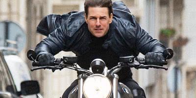 Tom Cruise on a motorbike in Mission Impossible Fallout