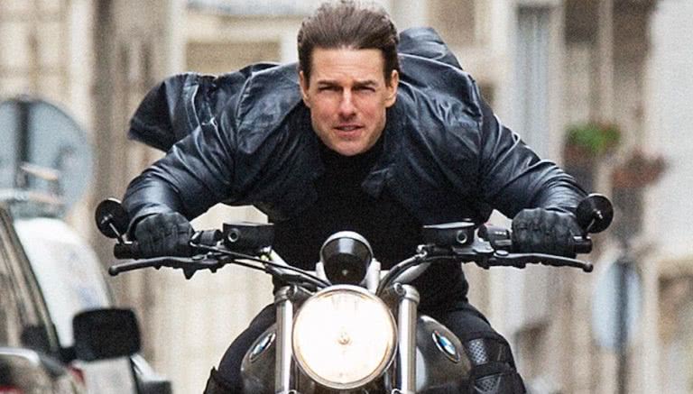 Tom Cruise on a motorbike in Mission Impossible Fallout