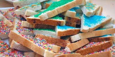 Photo of slices of Fairy Bread