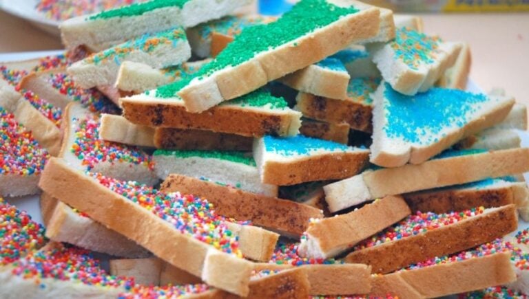 Photo of slices of Fairy Bread