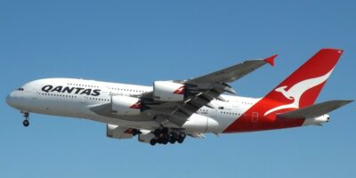 Qantas plane in the air